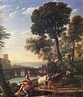 Claude Lorrain Canvas Paintings - Landscape with Apollo Guarding the Herds of Admetus